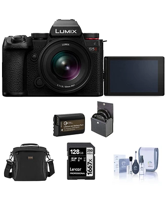 Panasonic Lumix S5II Mirrorless Camera with Lumix S 20-60mm f/3.5-5.6 Lens Bundle with 128GB Sd Card, Shoulder Bag, Extra Battery, 67mm Filter Kit, Cl