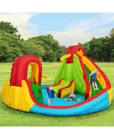 Kids' Inflatable Water Slide Bounce House with Climbing Wall & Pool Outdoor Playset