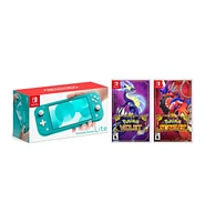 Nintendo Switch Lite Turquiose Bundle With Pokemon Scarlet & Violet Games