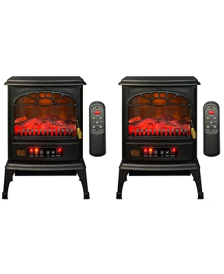 LifeSmart 1500W Large Room 3-Sided Mobile Electric Infrared Stove Heaters (Pair)