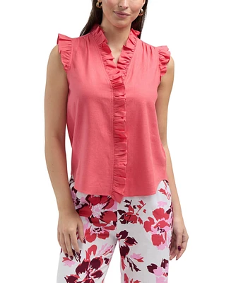 Ellen Tracy Women s Top with Ruffle Detail