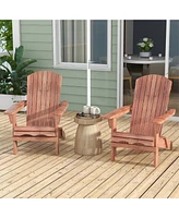 Gymax Folding Adirondack Chair Set of 2 w/ High Backrest & Wide Armrests Wooden