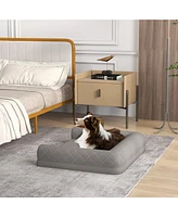 Egg-Foam Dog Crate Bed with 3-Side Bolster and Removable Washable Bed Cover