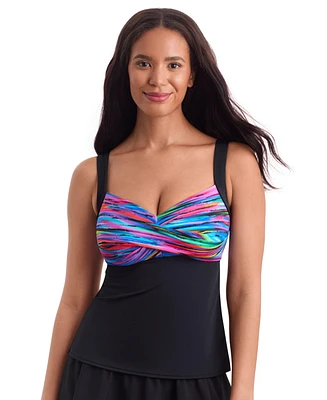 ShapeSolver Sport by Mimi Flamingo Twist Bra Tankini Swim Top