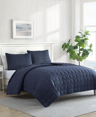 Nautica Solid Brushed Micro Jersey -Pc. Quilt Set