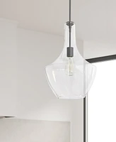 Dainolite 17.75" Glass, Metal Petalite 1 Large Light Pendant with Glass