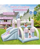 Inflatable Kids Bounce House with Slide & Boxing Columns Fun Bouncy Castle for Parties & Playtime