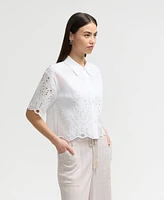 Nvlt Women s Embroidered Scallop Edge Shirt