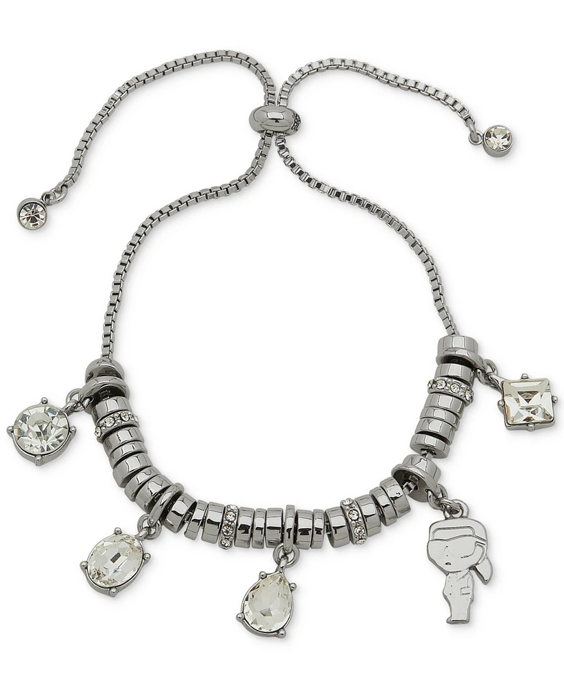 Karl Lagerfeld Paris Crystal & Charm Slider Bracelet