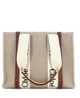 Pre-Owned Chloe Medium Woody Tote Canvas with Leather