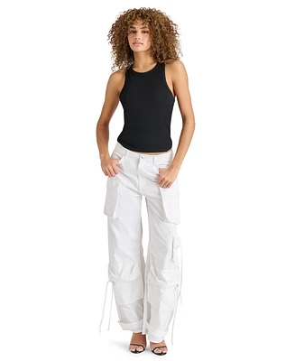 Steve Madden Women's Duo Denim Cotton Cargo Pants
