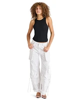 Steve Madden Women's Duo Denim Cotton Cargo Pants