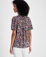 Tommy Hilfiger Women's Pintucked Floral-Print Top