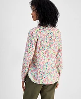 Tommy Hilfiger Women's Floral-Print Roll-Tab Shirt