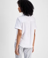 Tommy Hilfiger Women's Linen-Blend Short-Sleeve Shirt