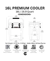 Camp-zero 16 Tall | 16.9 Qt. Premium Cooler with 2 Molded-In Cup Holders and Folding Aluminum Comfort Grip Handle Sky Blue