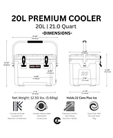 Camp-zero 20 | 21 Qt. Premium Cooler with 4 Molded-In Cup Holders and Folding Aluminum Comfort Grip Handle | Blue Swirl