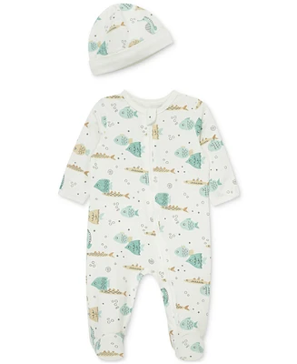 Little Me Baby Boys Aquatic Footed Coverall & Hat, 2 Piece Set
