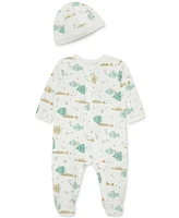 Little Me Baby Boys Aquatic Footed Coverall & Hat, 2 Piece Set