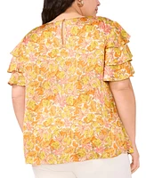 Vince Camuto Plus Tiered Ruffle-Sleeve Blouse