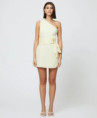 French Connection Women's Birdie Butter Yellow One-Shoulder Mini Dress