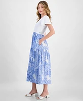 Nautica Jeans Women's Mixed Media Midi Dress