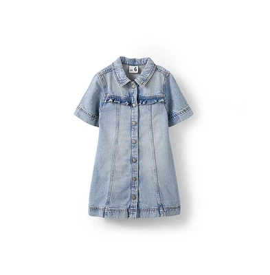 Cotton On Little/Big Girl's Maia Short Sleeve Denim Dress