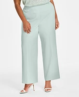 Anne Klein Plus Pull-On Wide-Leg Tailored Pants