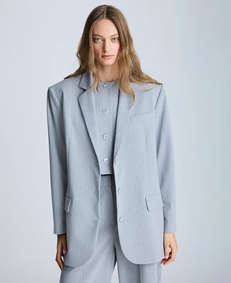 Kenneth Cole Women's Pinstripe Two-Button Notch-Collar Jacket