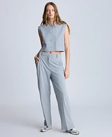 Kenneth Cole Women's Pinstripe Four-Button Boxy Vest
