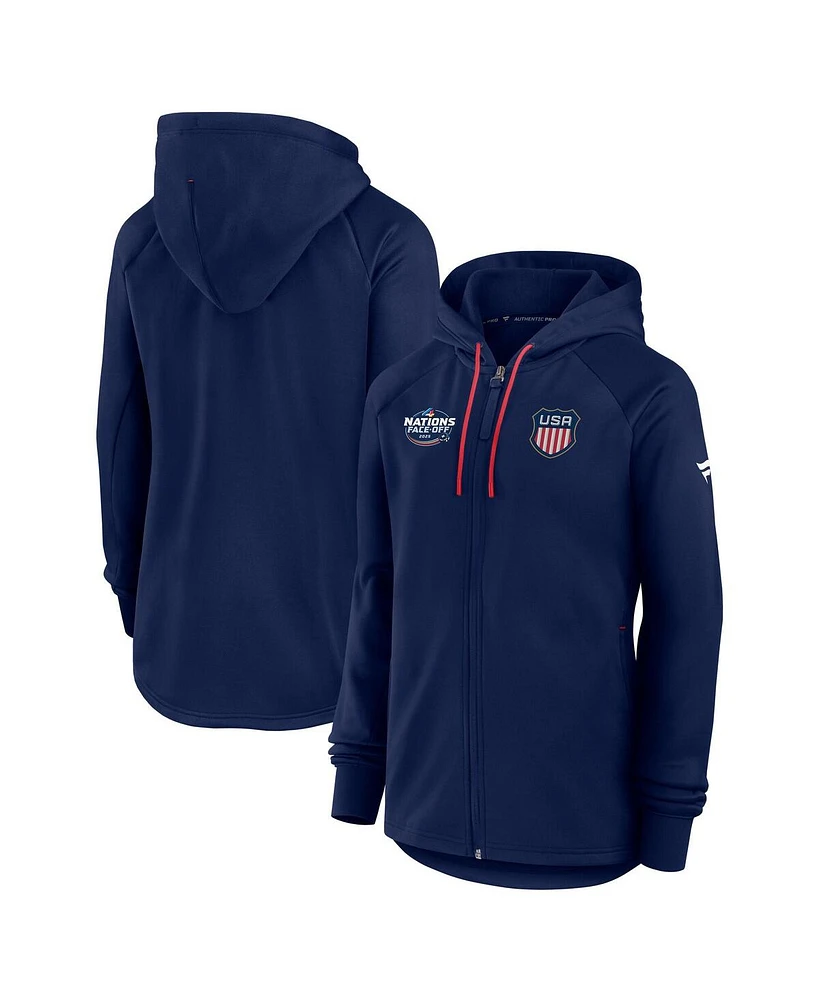 Fanatics Women's Athletic Navy Usa 2025 4 Nations Face-Off Authentic Pro Fleece Full-Zip Jacket