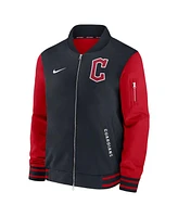 Nike Men's Navy/Red Cleveland Guardians Authentic Collection Dugout Full-Zip Bomber Jacket