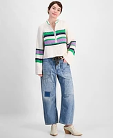Free People Women's Greta Striped Half-Zip Sweater