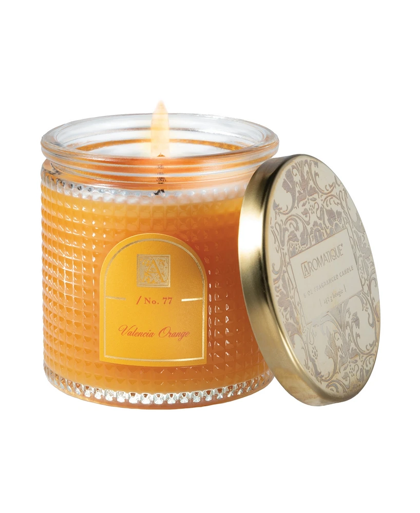 Aromatique Valencia Textured Glass Candle with Lid, 6 oz.