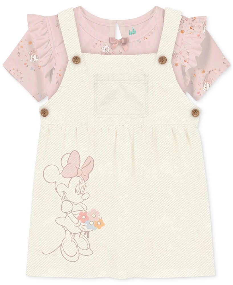 Disney Baby Girls Minnie Mouse Cotton Bodysuit & Jumper, 2 Piece Set