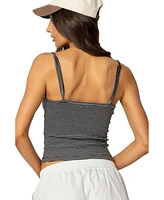 Edikted Womens Striped Henley Tank Top