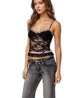 Edikted Womens Ellen Sheer Lace Bra Top