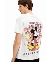 Desigual Men's Short-sleeved Mickey Mouse t-shirt with a phrase.