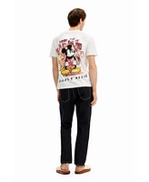 Desigual Men's Short-sleeved Mickey Mouse t-shirt with a phrase.