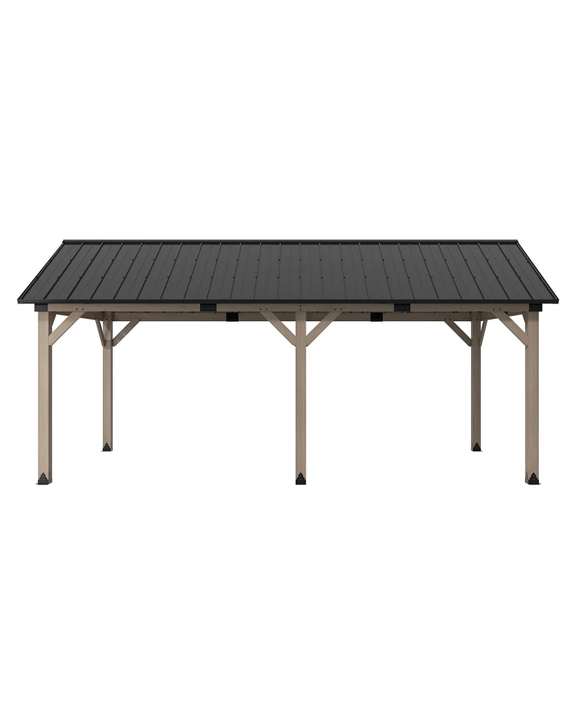 12 x 20 ft. Wood Gazebo Cedar Framed Wooden Gazebo with Curtain and Netting