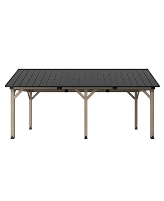 12 x 20 ft. Wood Gazebo Cedar Framed Wooden Gazebo with Curtain and Netting