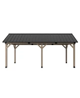 12 x 20 ft. Wood Gazebo Cedar Framed Wooden Gazebo with Curtain and Netting