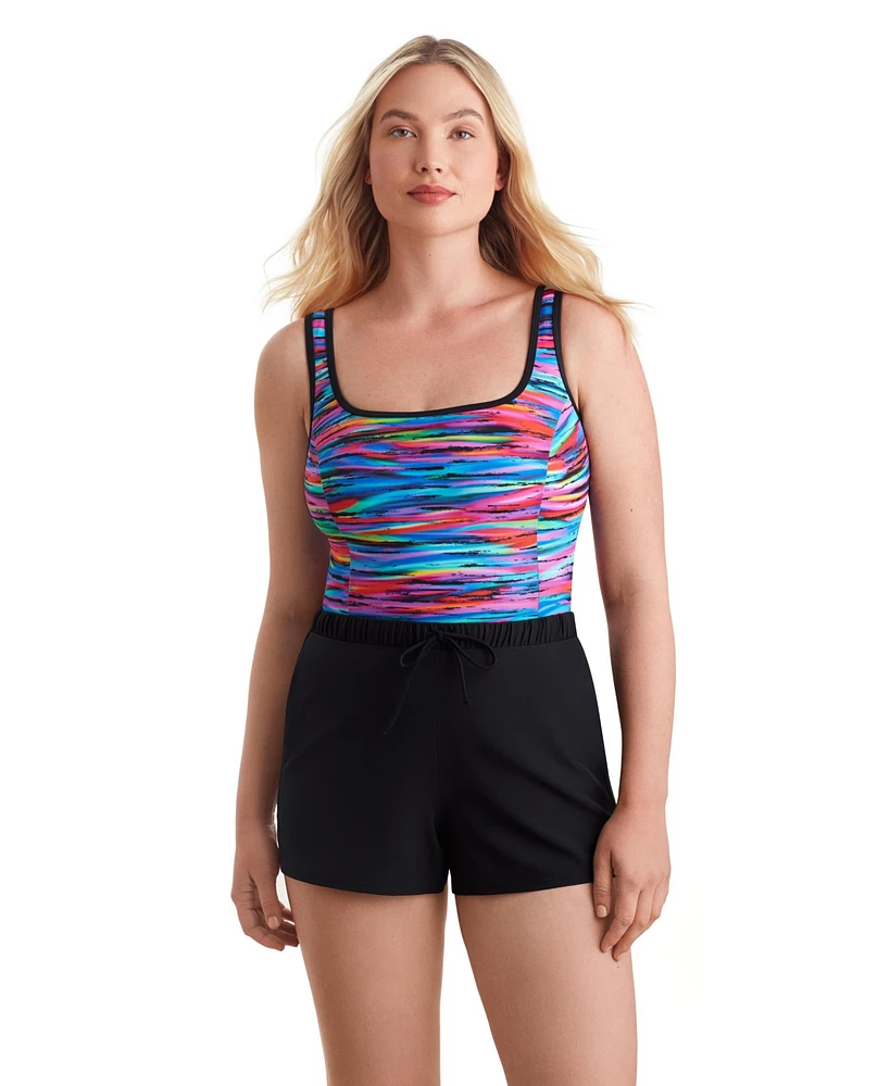 ShapeSolver Sport by Mimi Flamingo Binded Scoopneck Runaround One Piece Swimsuit