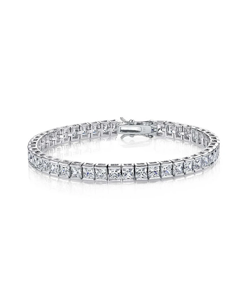 White Gold Plated with Clear Cubic Zirconia Tennis Bracelet