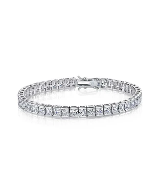 White Gold Plated with Clear Cubic Zirconia Tennis Bracelet