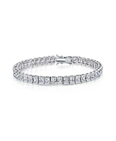 White Gold Plated with Clear Cubic Zirconia Tennis Bracelet