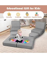 8-Piece Modular Kids Play Couch with Comfy Versatile Seating for Toddlers