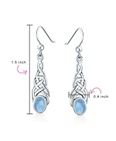 Bling Jewelry Blue Topaz Amethyst Moonstone Celtic Knot Dangle Earrings Sterling Silver