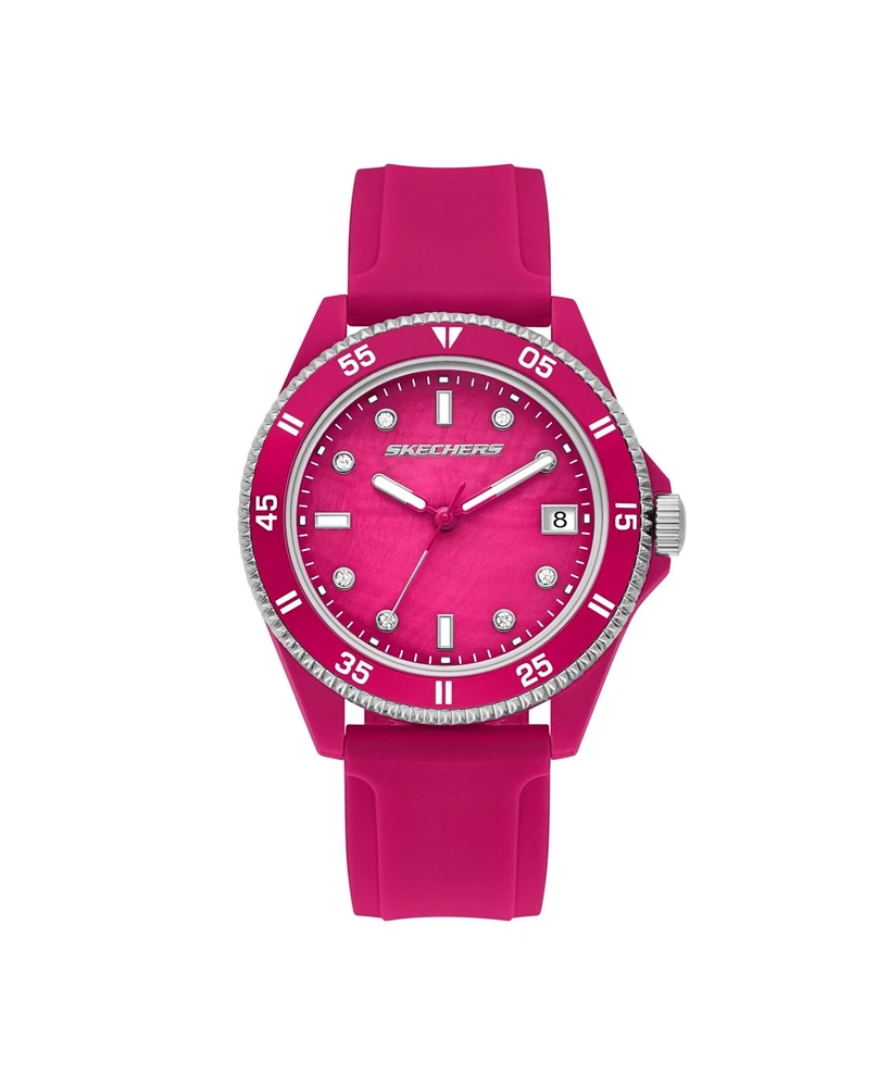 Skechers Women's Rosencrans Three-Hand Date, Pink Polycarbonate Watch