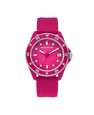 Skechers Women's Rosencrans Three-Hand Date, Pink Polycarbonate Watch